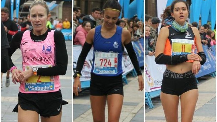 El podio femenino con Teresa Herráez en el centro, Laura Sánchez (I) y Alicia Álvarez (D). / C.J.D.