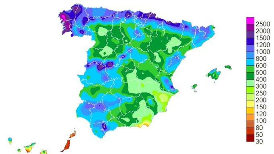 Distribució territorial de les pluges en l'any hidrològic 2024-2025.