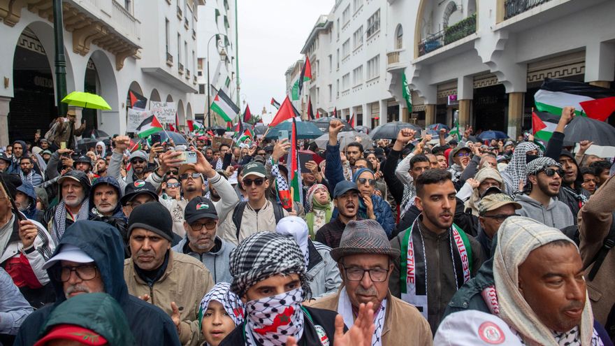 Miles de marroquíes vuelven a manifestarse en Rabat contra los ataques de Israel en Gaza