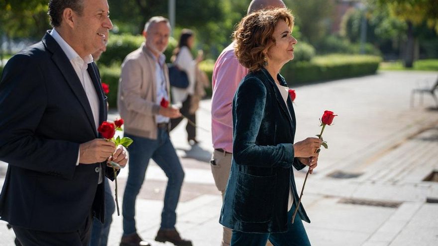 La secretaria general del PSOE-A, vicepresidenta primera del Gobierno y ministra de Hacienda, María Jesús Montero, en un acto de memoria democrática.