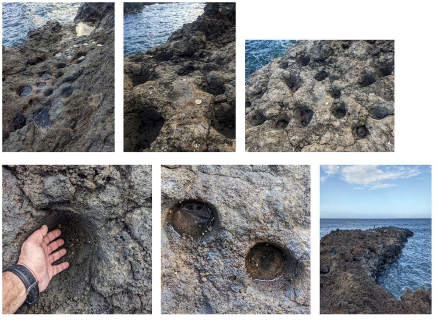 Serie de fotografías sobre los "misteriosos huecos marinos" de La Palma que ha sido elegida este jueves como Imagen del Día de la Tierra.