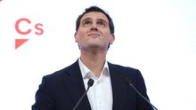 El presidente de Ciudadanos, Albert Rivera, durante su comparecencia para anunciar su dimisión