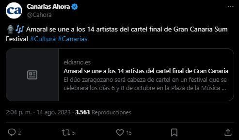 Contenido con más retweets sobre el Gran Canaria Sum Festival