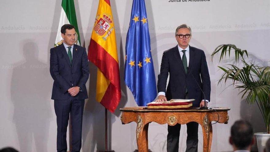 El vicepresidente andaluz de Vox jura acatar el Estatuto pese a considerar la autonomía andaluza "un rotundo fracaso"