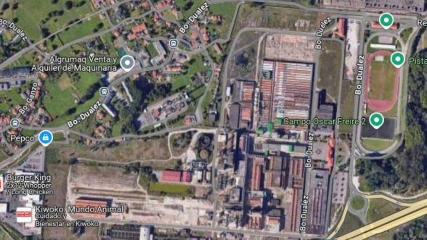 Vista cenital de los terrenos de Sniace, en Torrelavega.