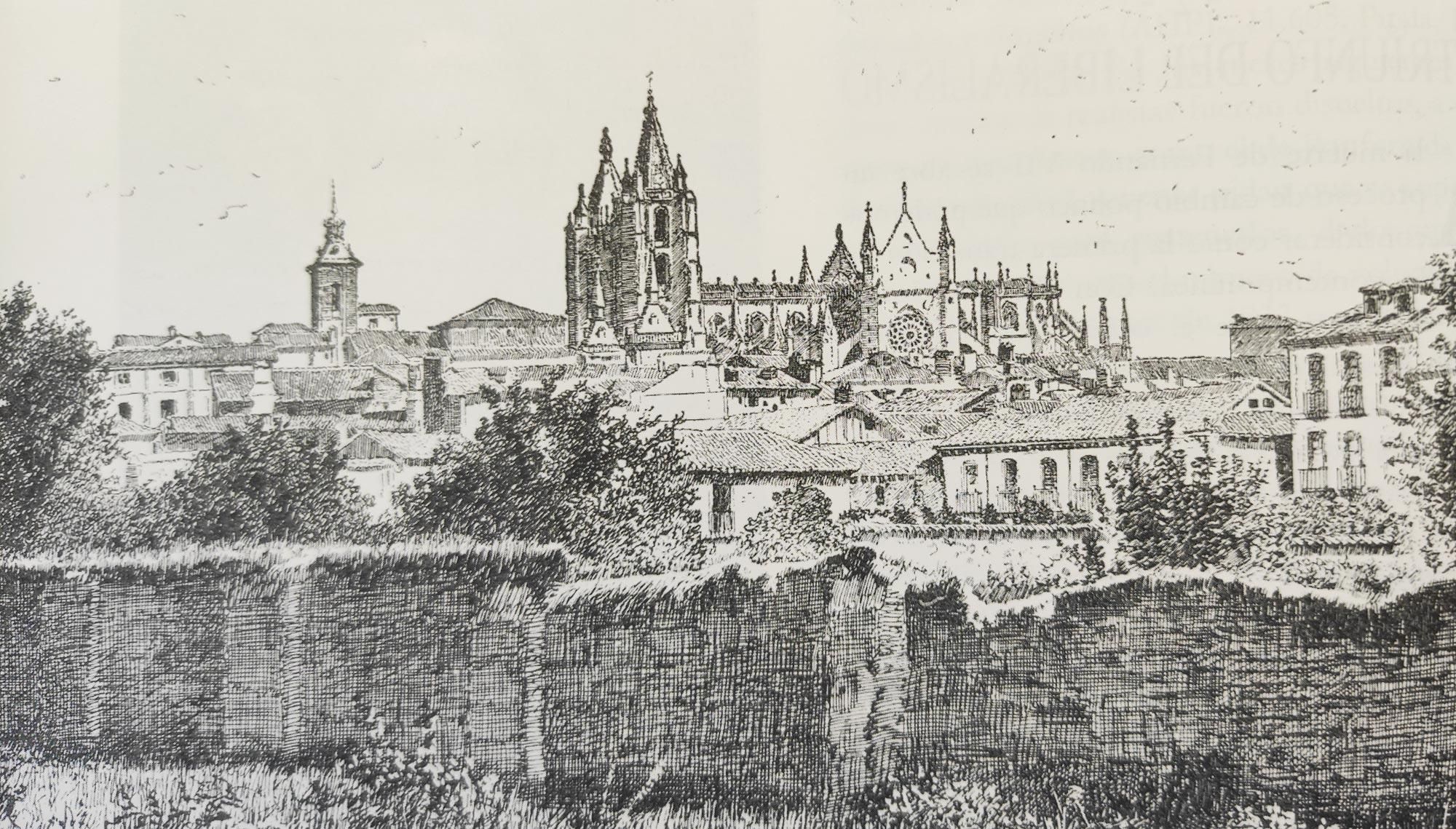 Una litografía de León en el siglo XIX.