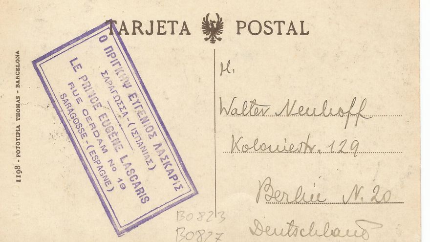 Dorso de una de las postales que se compró en Berlín