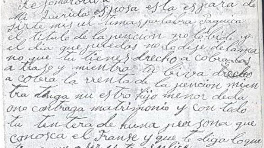 Parte de la última carta que Francisco Alcolea escribió poco antes de morir fusilado, el 26 de junio de 1941