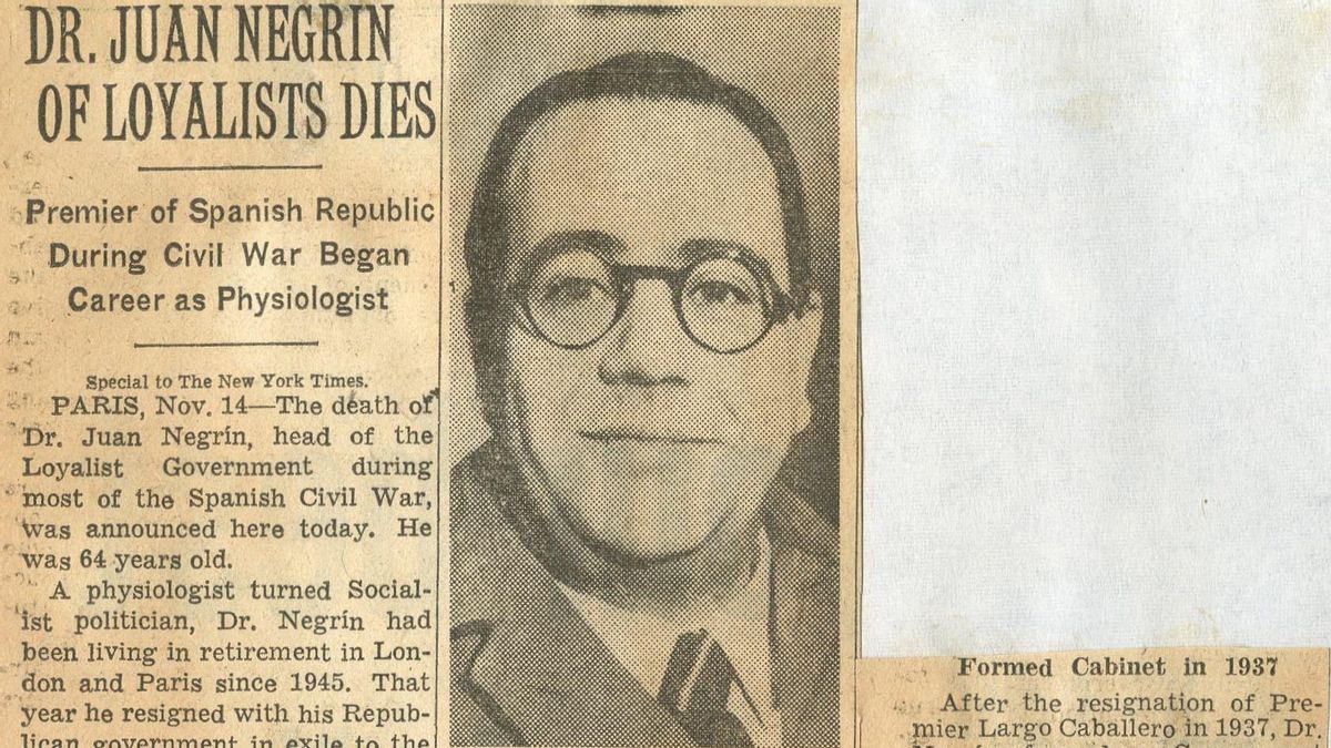 Recorte de 'The New York Times', donde informa de la muerte de Negrín.