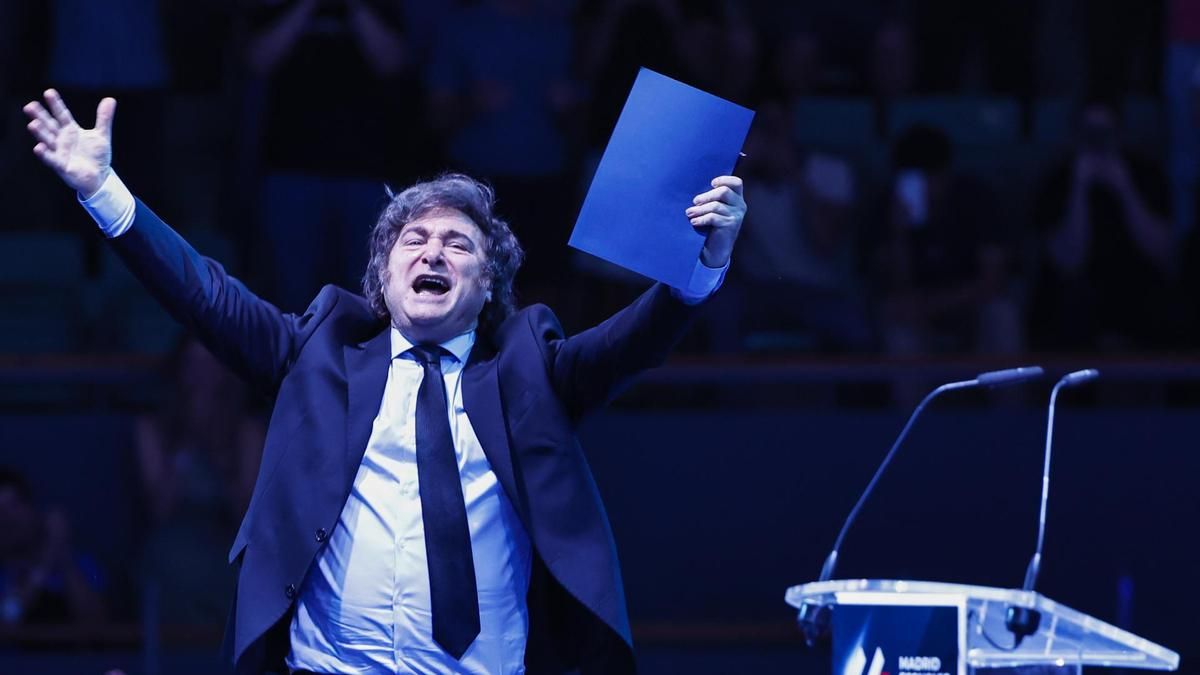 El presidente de Argentina, Javier Milei, durante su última visita a Madrid en junio de 2025, en el Madrid Economic Forum 2025.