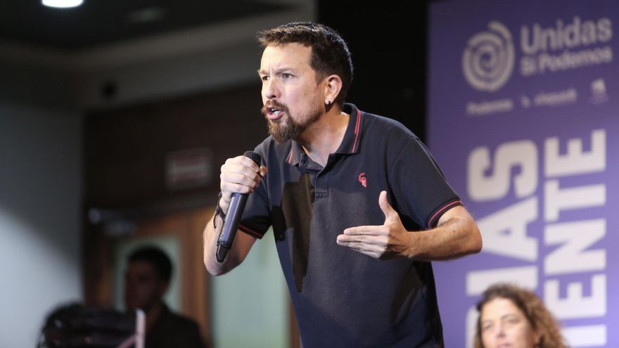 Pablo Iglesias, en un acto de Unidas Sí Podemos en Las Palmas de Gran Canaria este domingo