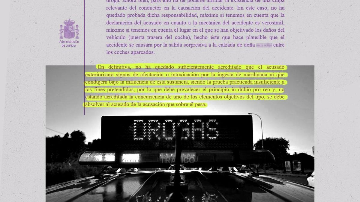 Un juez absuelve a un conductor porque un positivo en drogas no es suficiente y hay que probar la intoxicación