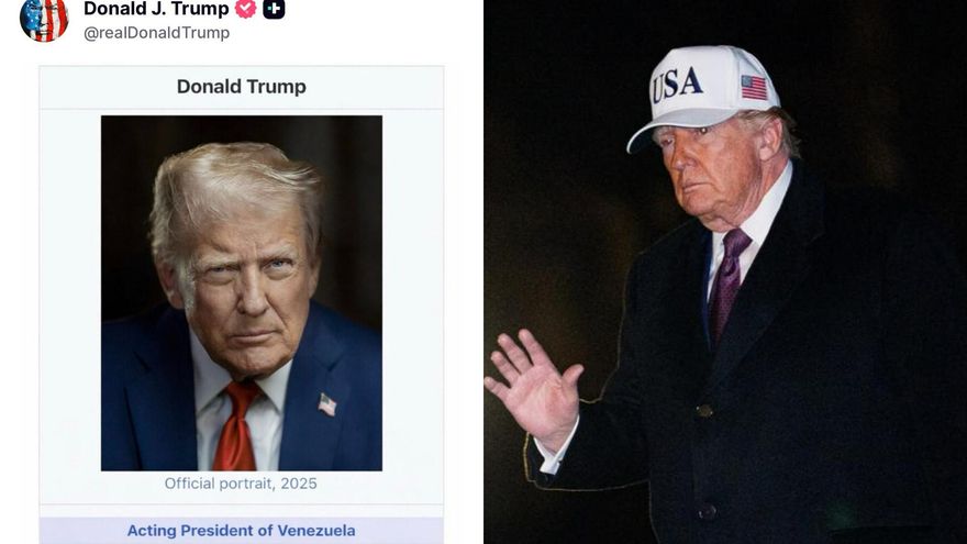 Trump publica una foto suya manipulada con el cargo de “presidente en funciones de Venezuela”