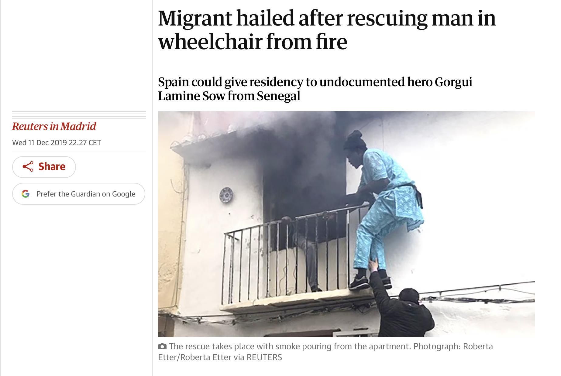 La historia de Gorgui se publicó en medios internacionales como The Guardian