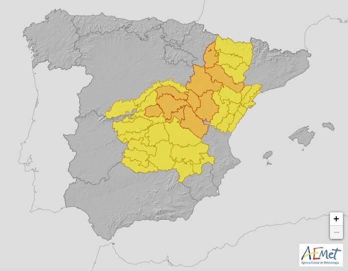 Mapa de avisos por lluvias y tormentas para el miércoles 1 de septiembre