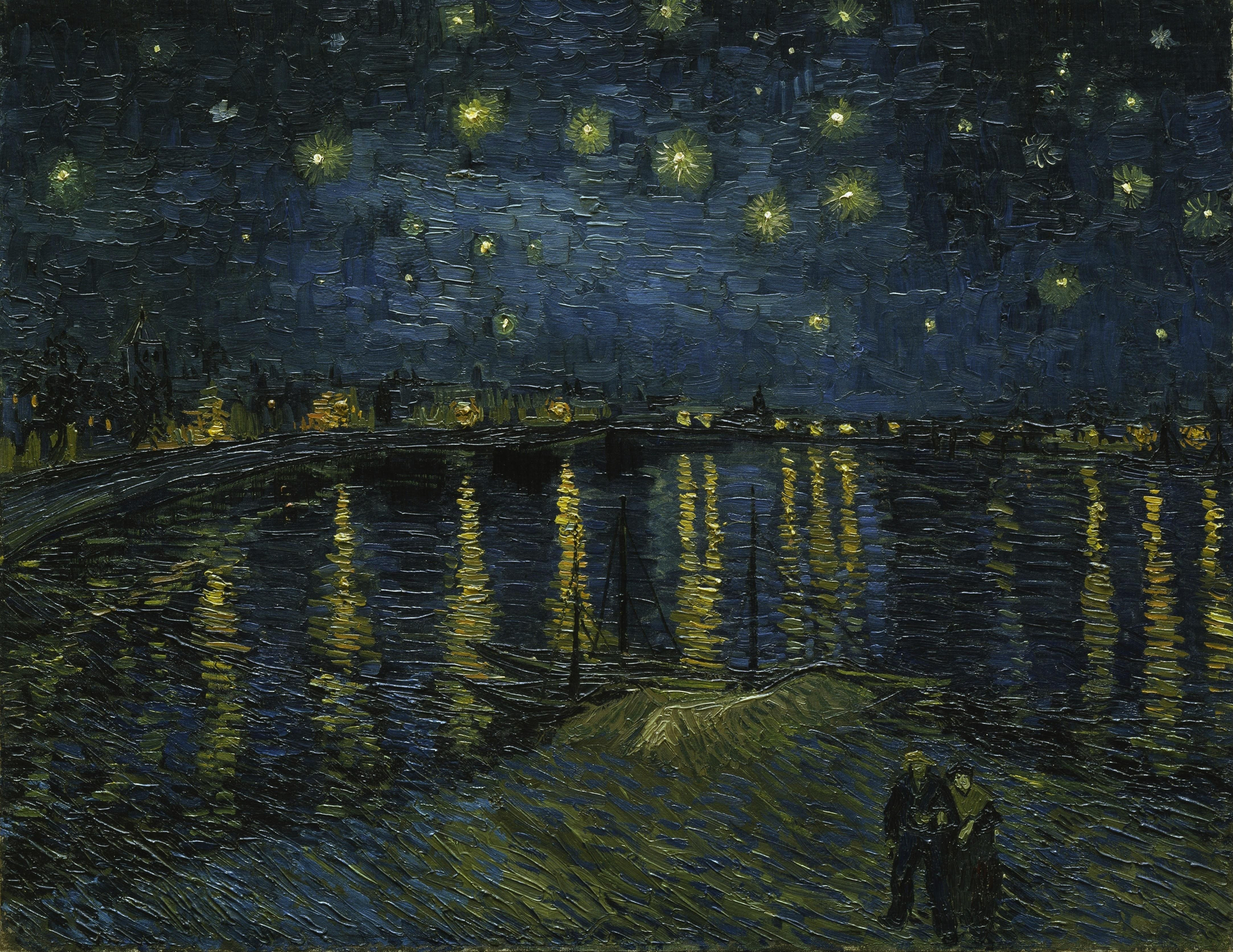 Noche estrellada sobre el Ródano, de Vincent van Gogh (1888).