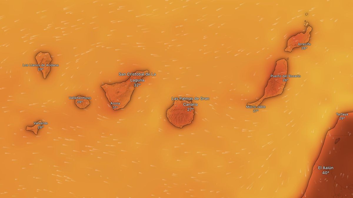 Mapa de temperaturas en Canarias este miércoles.
