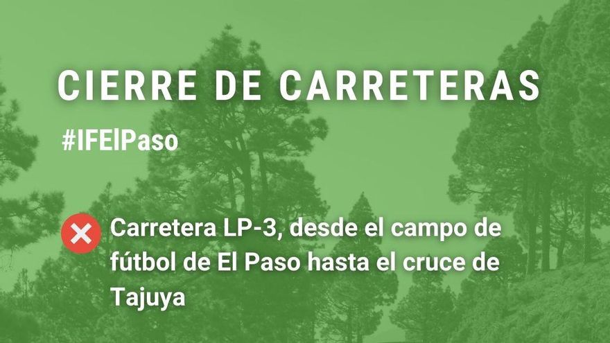 Cierre de carreteras en La Palma por el incendio de El Paso.