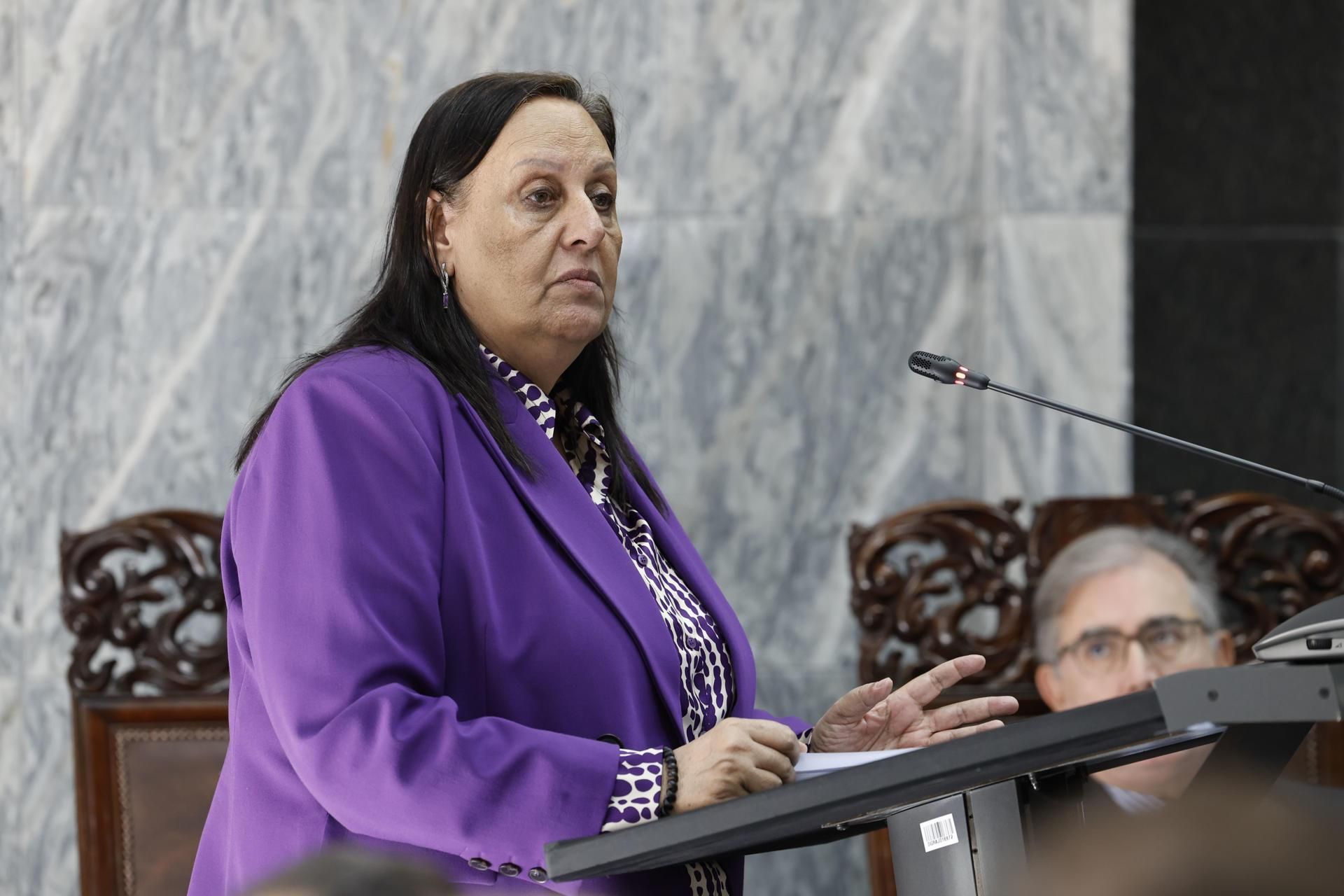  En la imagen, la fiscal Superior de Canarias, María Farnés Martínez Frigola, durante el homenaje. 