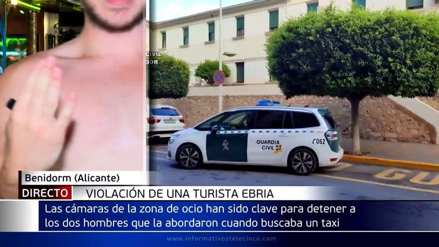 Dos hombres interrumpen una conexión en directo de Informativos Telecinco desde Benidorm