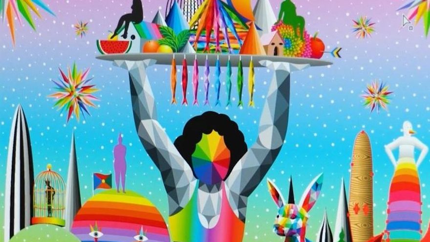 Ilustración realizada por Okuda para felicitar la Semana Grande de Santander