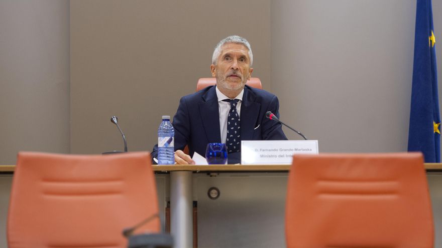 El ministro de Interior, Fernando Grande-Marlaska, interviene durante la presentación del balance de la Operación Verano de la Dirección General de Tráfico (DGT), a 3 de septiembre de 2021, en Madrid, (España).