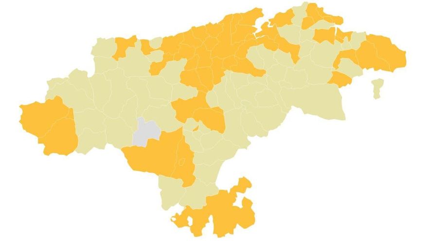 Mapa con el Semáforo COVID en Cantabria.