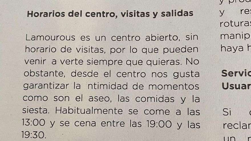 Horario de cenas de una residencia de Gipuzkoa