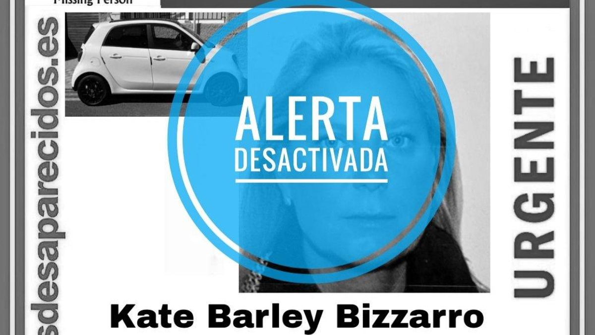 Cartel que informa que Kate Barley Bizzarro, una mujer desaparecida en Tenerife, ha sido localizada