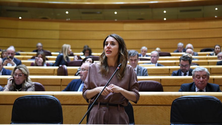 La ministra de Igualdad, Irene Montero, interviene durante una sesión plenaria en el Senado.