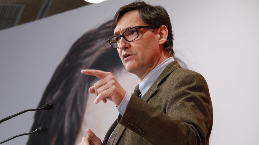 El candidato del PSC a las elecciones catalanas, Salvador Illa, en un mitin telemático durante la campaña electoral del 14F.