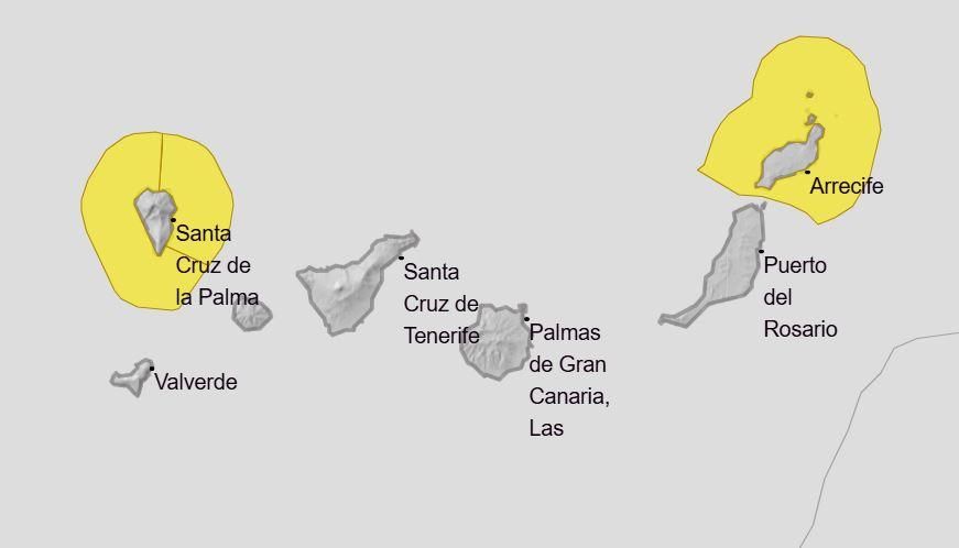 Avisos amarillos de este lunes 10 de marzo en Canarias. 