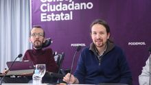 Pablo Iglesias y Pablo Echenique, en el Consejo Ciudadano de Podemos del viernes.