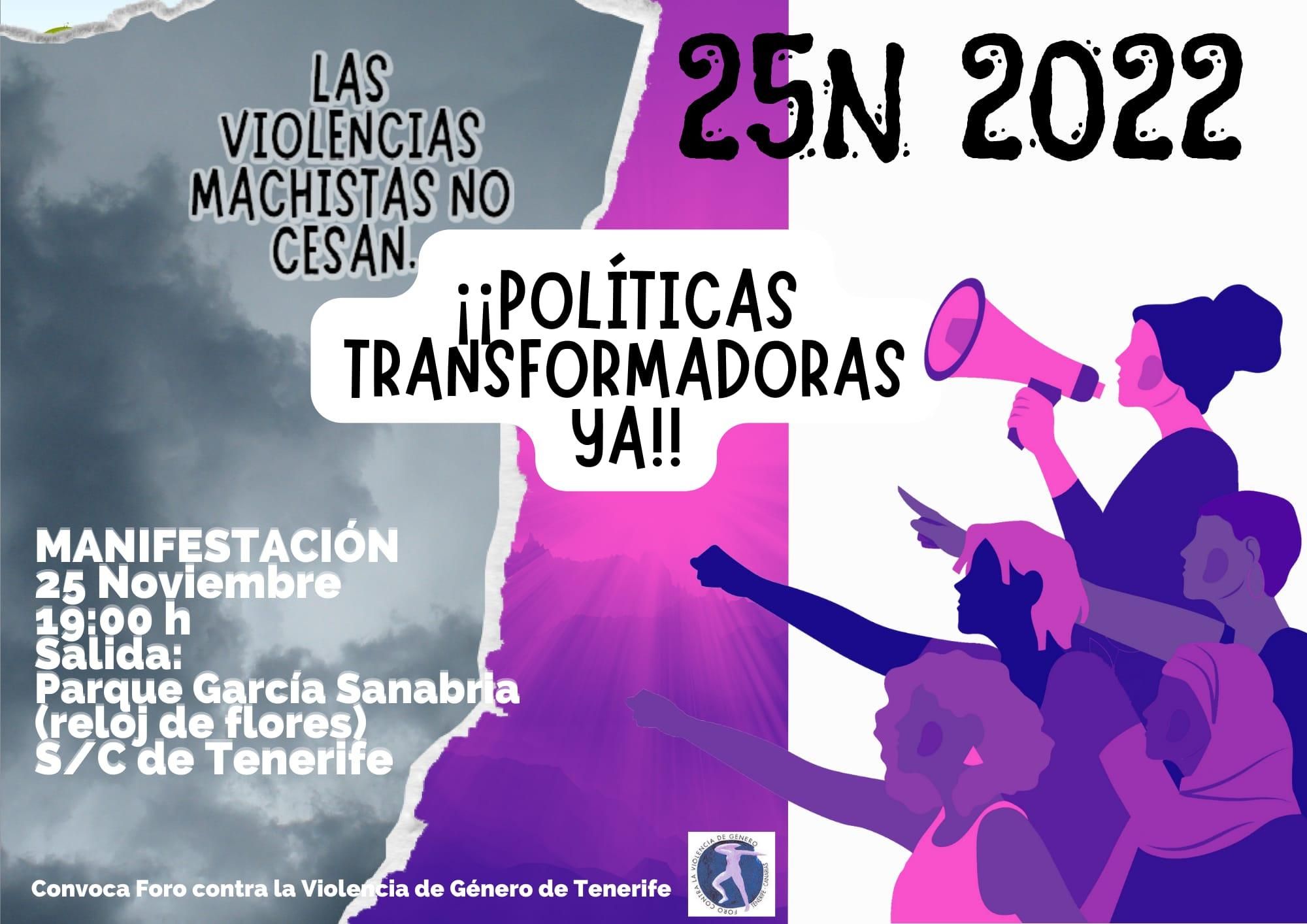 Cartel de la manifestación por el 25N en Tenerife.