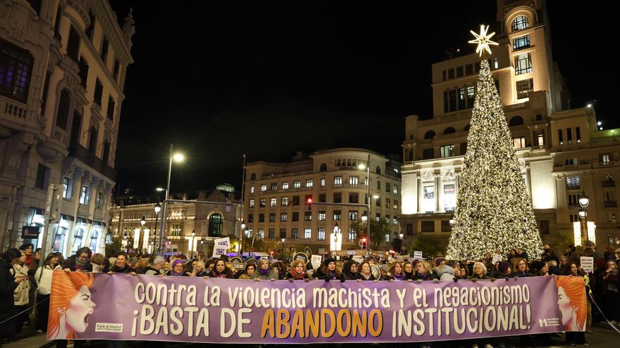 Pancarta del Movimiento Feminista de Madrid durante una de las manifestaciones de este 25N en Madrid.