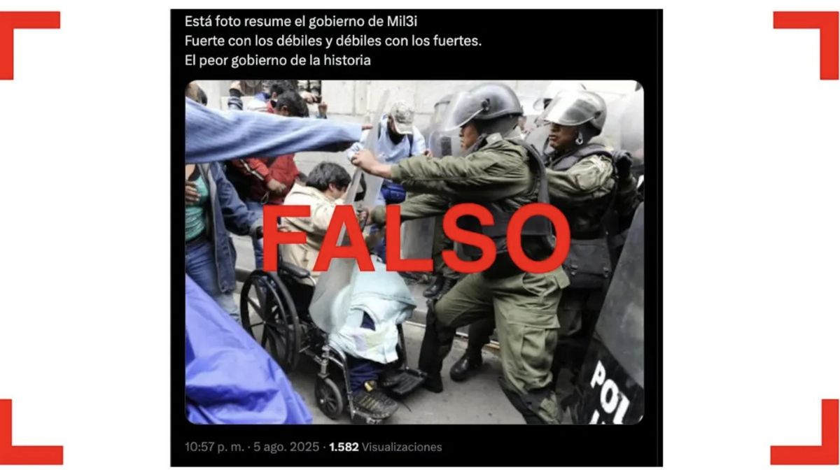 Esta foto es de 2016 y ocurrió en Bolivia, no durante las protestas por el veto a la ley de emergencia en discapacidad.