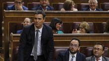 Pedro Sánchez durante la primera votación de la investidura.