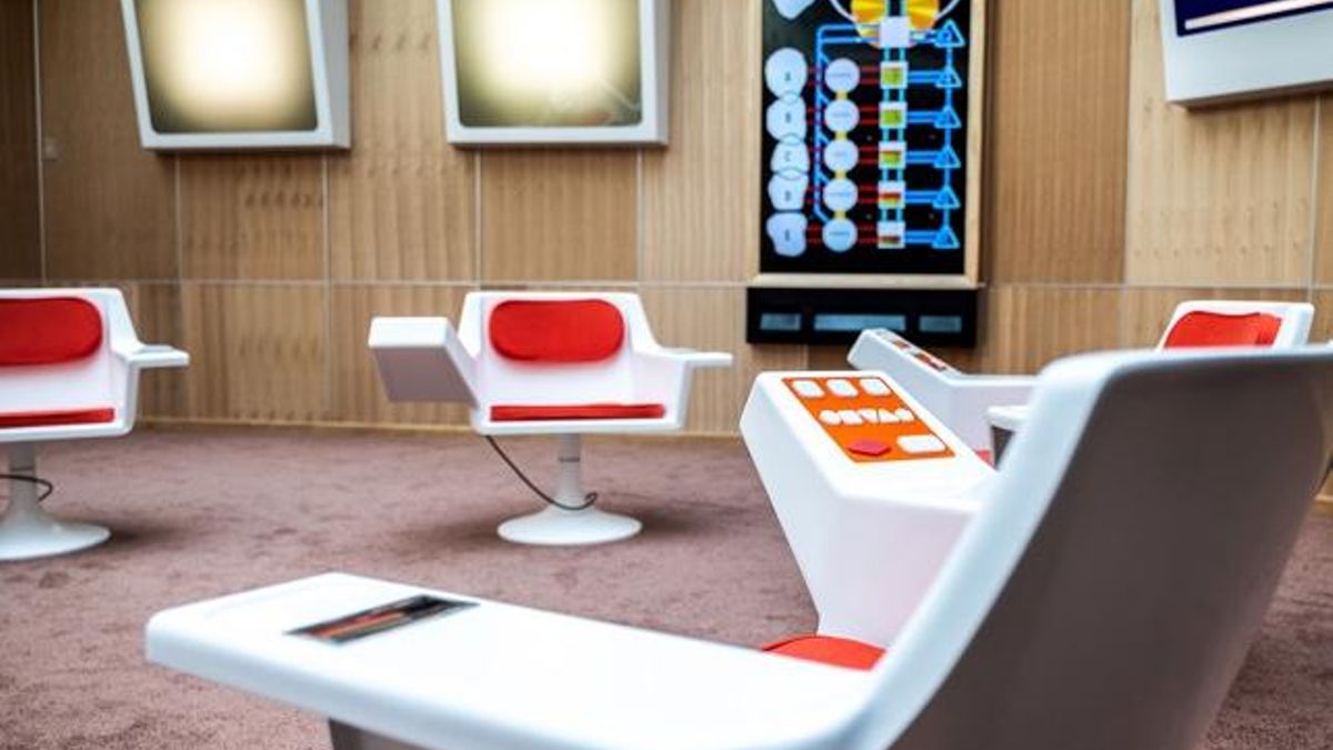 Sala de operaciones de Cybersyn, Área de Diseño Industrial INTEC, 1973. Reconstrucción de 2023.