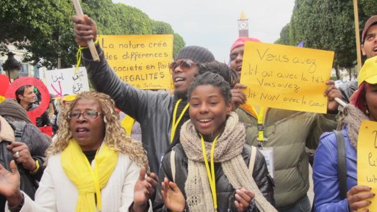 Manifestación en Túnez por el 8M, en 2015