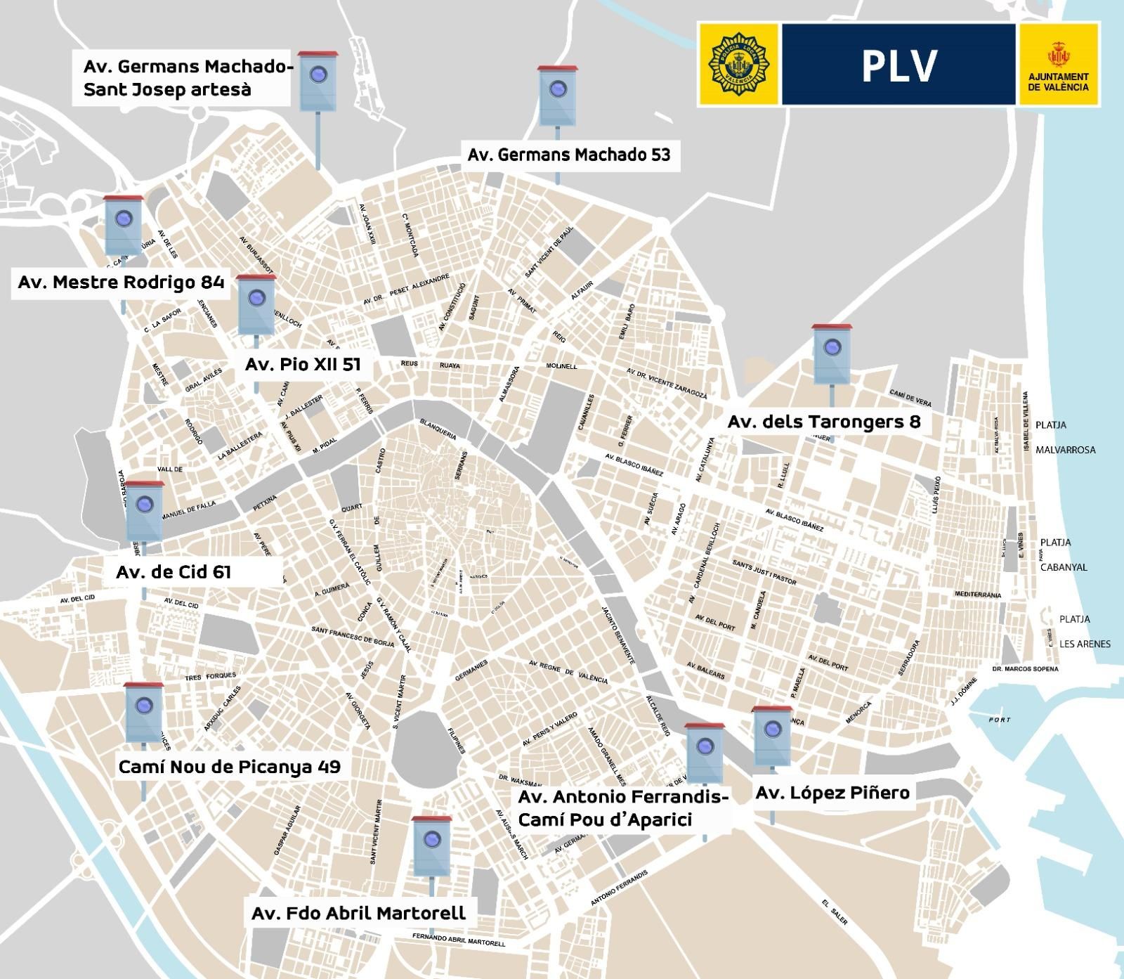 Mapa con la ubicación de las cabinas de los radares.