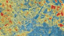 Plano de las zonas de la ciudad australiana de Bendigo en función de la temperatura.