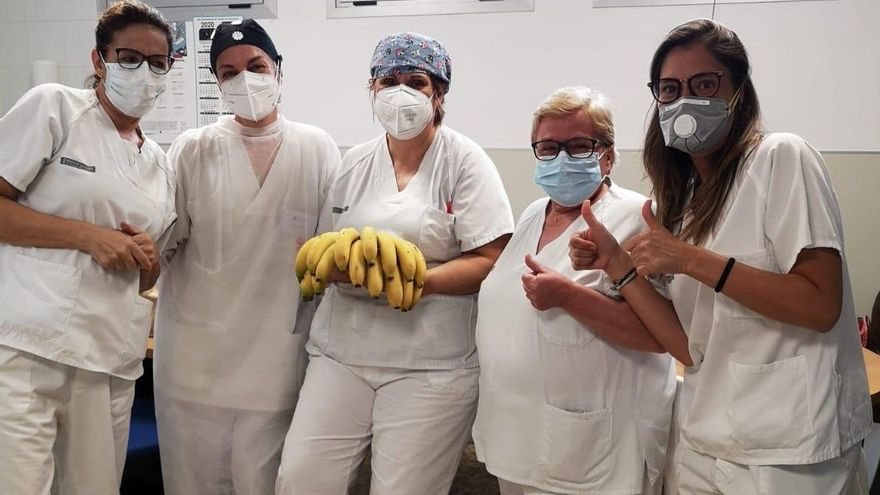 Reparto de plátanos de Canarias.
