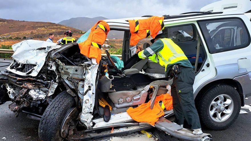 Accidente de tráfico en Agaete. (Gran Canaria).