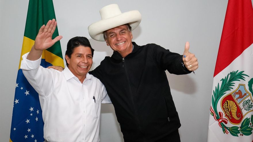 El presidente de Brasil, Jair Bolsonaro, recibió a su homólogo peruano, Pedro Castillo el 3 de febrero.