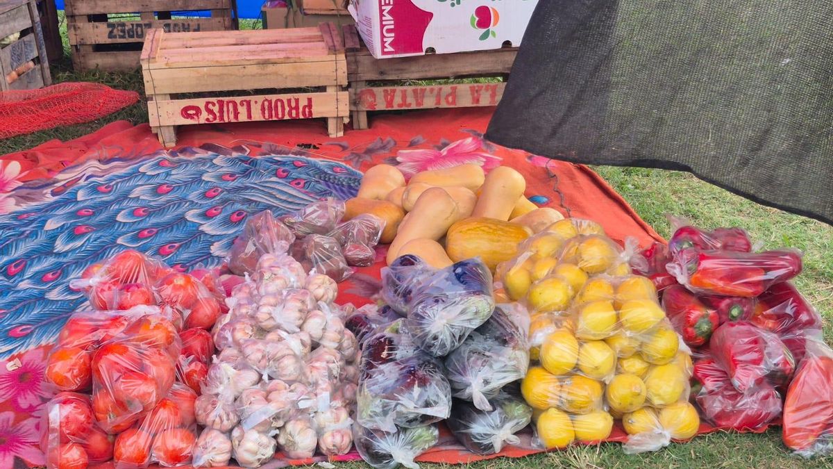 Las bolsas de frutas y verduras, la moda barata en las ferias de Guernica.