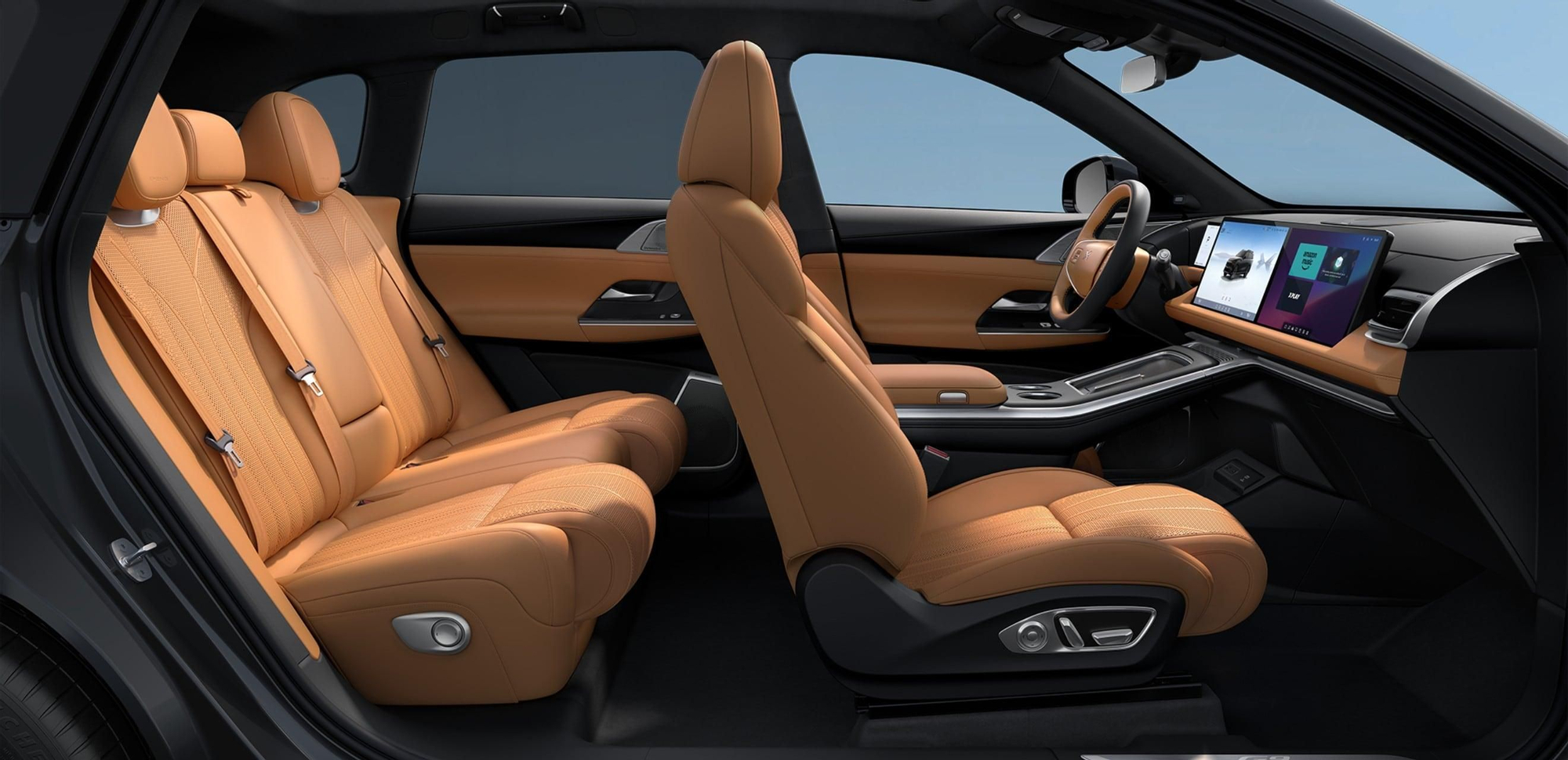 Sección lateral del habitáculo del lujoso Xpeng G9.