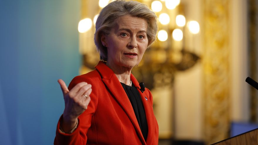 La presidenta de la Comisión Europea, Ursula von der Leyen, este jueves en Londres.
