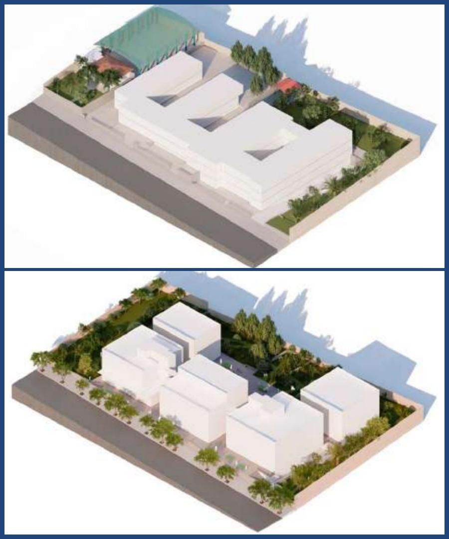 Estado actual del edificio del Corpus Christi (arriba) y recreación posterior (abajo)