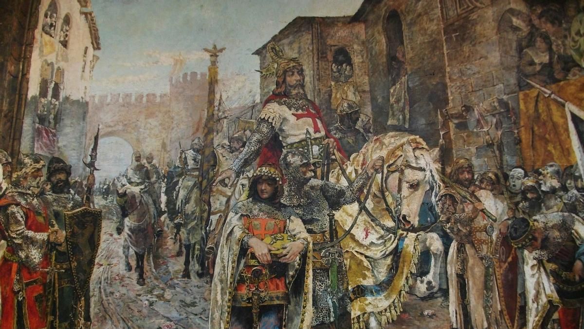 Entrada triunfal de Jaume I en Valencia, cuadro de Fernando Richard Montesinos en 1884.