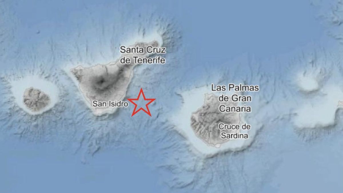 Epicentro del terremoto registrado este sábado entre Tenerife y Gran Canaria